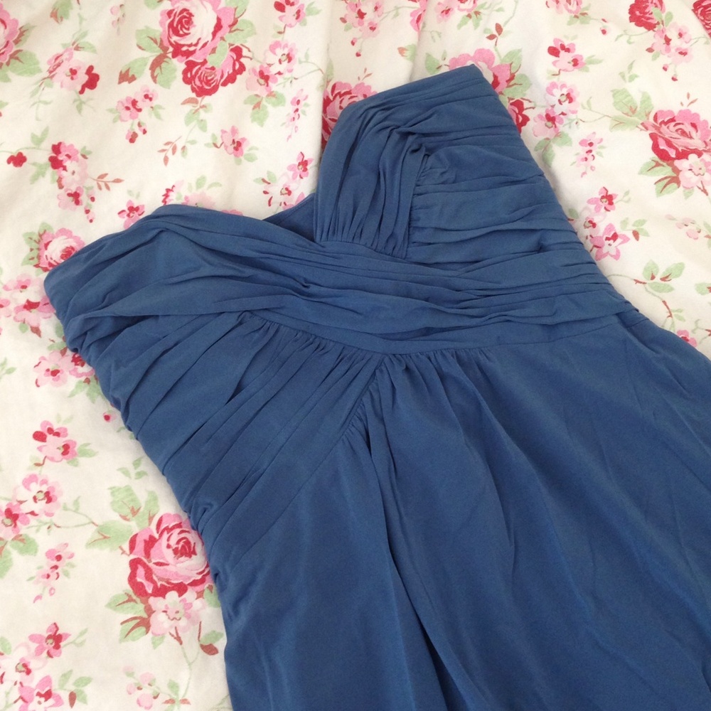 navy blue formal bridesmaid strapless long maxi dress